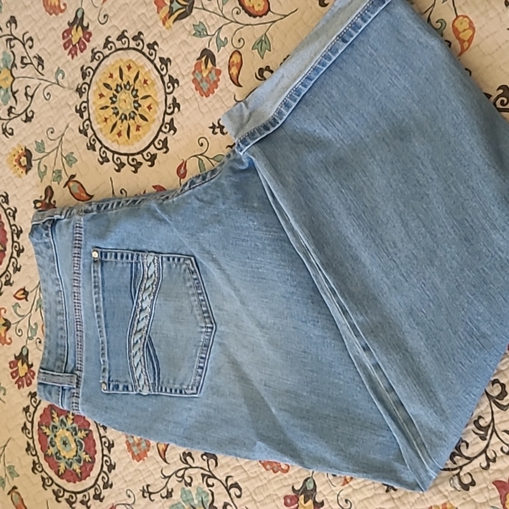 White House Black Market cropped and cuffed straight leg jeans.